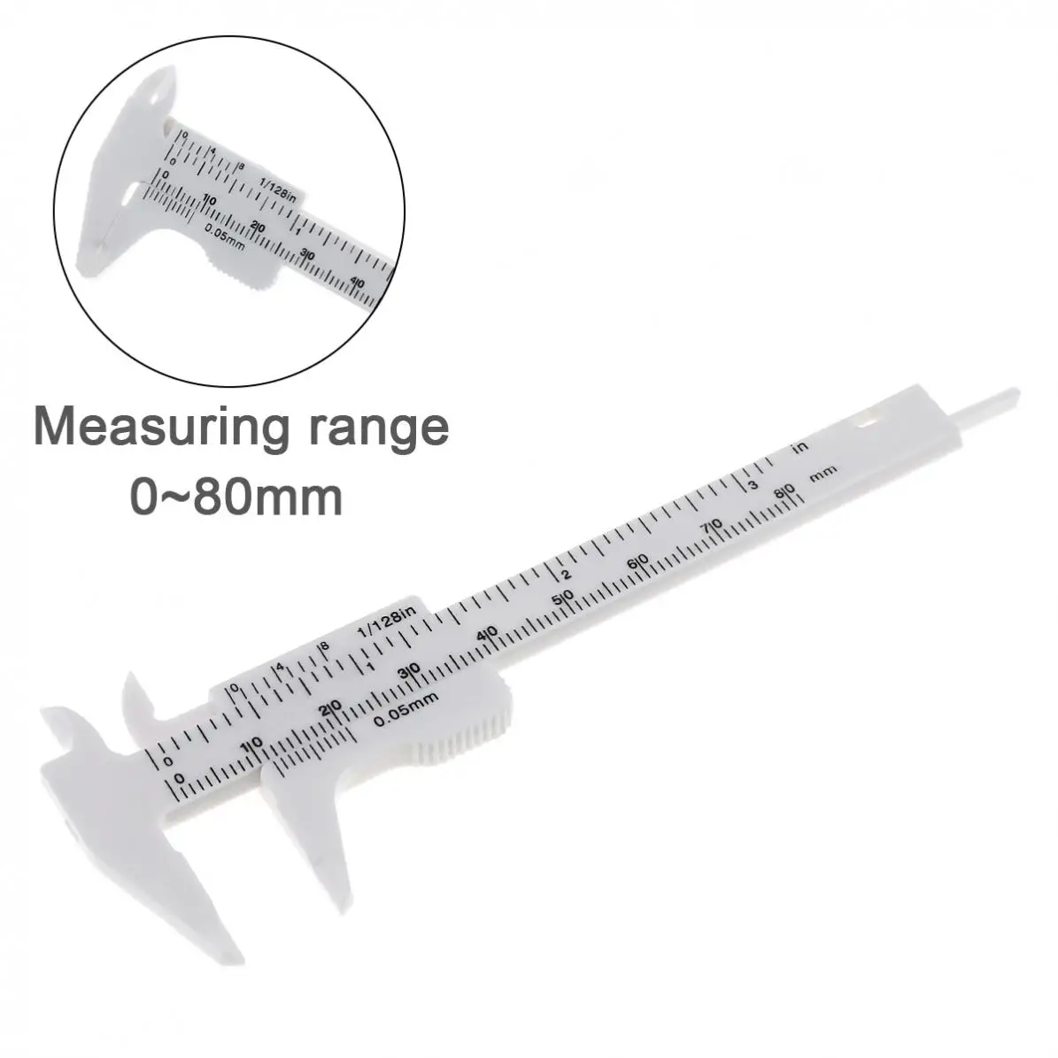0-80mm Double Scale White Plastic Vernier Caliper with Mini Measurement Tool for Students /Antique | Инструменты