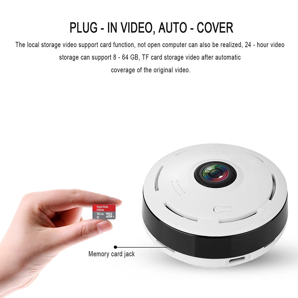 Mini Wifi IP Camera 1080P 360 Degree Camera IP Fisheye Panoramic 2MP WIFI PTZ IP Cam Wireless Video Surveillance Camera
Mini Wifi IP Camera 1080P 360 Degree Camera IP Fisheye Panoramic 2MP WIFI PTZ IP Cam Wireless Video Surveillance Camera