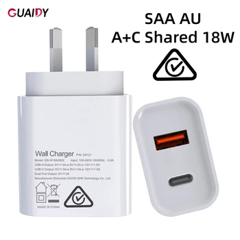 AU Charger Type C USB PD 18W QC3.0 Mobile Phone Power Adapter Universal For Xiaomi Redmi iPhone Samsung Accessory Smart Porable
AU Charger Type C USB PD 18W QC3.0 Mobile Phone Power Adapter Universal For Xiaomi Redmi iPhone Samsung Accessory Smart Porable