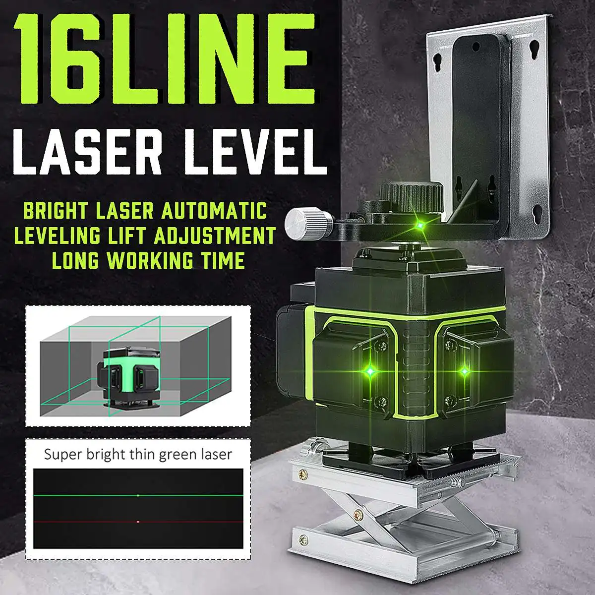 Waterproof Portable Automatic Leveling 16 Line Laser Level Measuring Equipment 360 Degree Rotation and Vertical Cross Laser Leve
Waterproof Portable Automatic Leveling 16 Line Laser Level Measuring Equipment 360 Degree Rotation and Vertical Cross Laser Leve