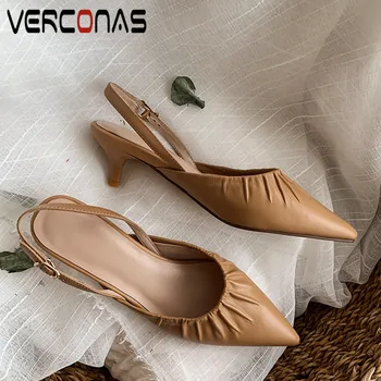 VERCONAS Women Thin Heels Genuine Leather Sandals Pointed Toe Slippers Thick Heels New Arrival Basic Shoes Summer Shoes Woman
VERCONAS Women Thin Heels Genuine Leather Sandals Pointed Toe Slippers Thick Heels New Arrival Basic Shoes Summer Shoes Woman
