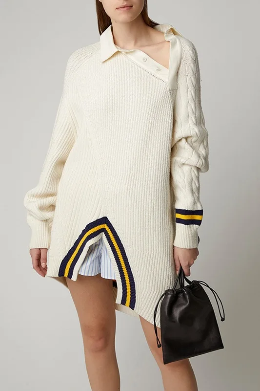 Autumn Sweaters New Open Lower Slant Sweater Unsymmetrical Profile Colour-Coloured Mixed Wool Sweaters Women 2019
Autumn Sweaters New Open Lower Slant Sweater Unsymmetrical Profile Colour-Coloured Mixed Wool Sweaters Women 2019
