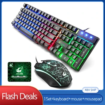 Keyboard+mouse+mousepad USB Wired Russian Keyboard Led Backlit Ergonomic Mouse 2000dpi Desktop PC Computer Gamer Accessory
Keyboard+mouse+mousepad USB Wired Russian Keyboard Led Backlit Ergonomic Mouse 2000dpi Desktop PC Computer Gamer Accessory