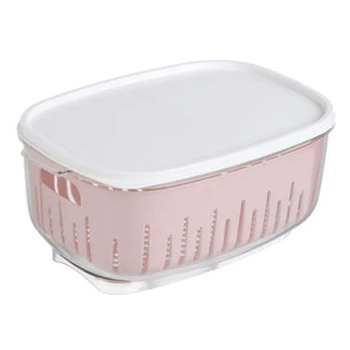 Pink Large Double-Layer Refrigerator Storage Box with Lid Drain Basket Sealed Box Refrigerator Kitchen Food Storage Box 
Pink Large Double-Layer Refrigerator Storage Box with Lid Drain Basket Sealed Box Refrigerator Kitchen Food Storage Box