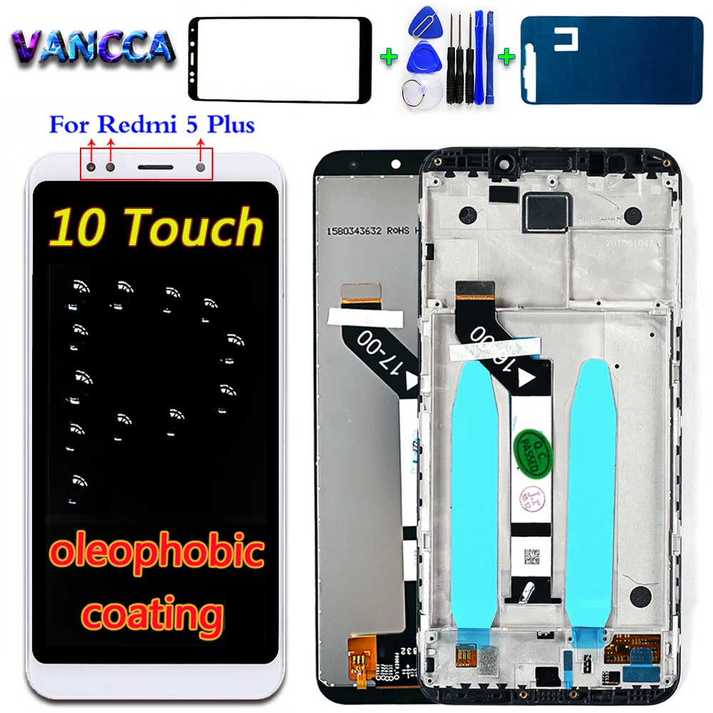 AAA 10-Points Touch Screen For Xiaomi Redmi 5 plus LCD display Digitizer Assembly Frame with Oleophobic Coating function
AAA 10-Points Touch Screen For Xiaomi Redmi 5 plus LCD display Digitizer Assembly Frame with Oleophobic Coating function