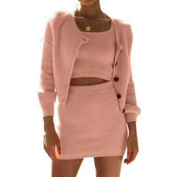 Vicabo Womens Sets Crop Top Set Single Buttons Long Sleeves Cardigans Pink Short Skirt Autumn Warm Ladies Three Piece Sets
Vicabo Womens Sets Crop Top Set Single Buttons Long Sleeves Cardigans Pink Short Skirt Autumn Warm Ladies Three Piece Sets