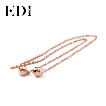 EDI Real Pure 18K Rose Gold Drop Earrings Simple OL Style Smooth Ball Long Tassel Earrings Jewelry Gift For Women
EDI Real Pure 18K Rose Gold Drop Earrings Simple OL Style Smooth Ball Long Tassel Earrings Jewelry Gift For Women