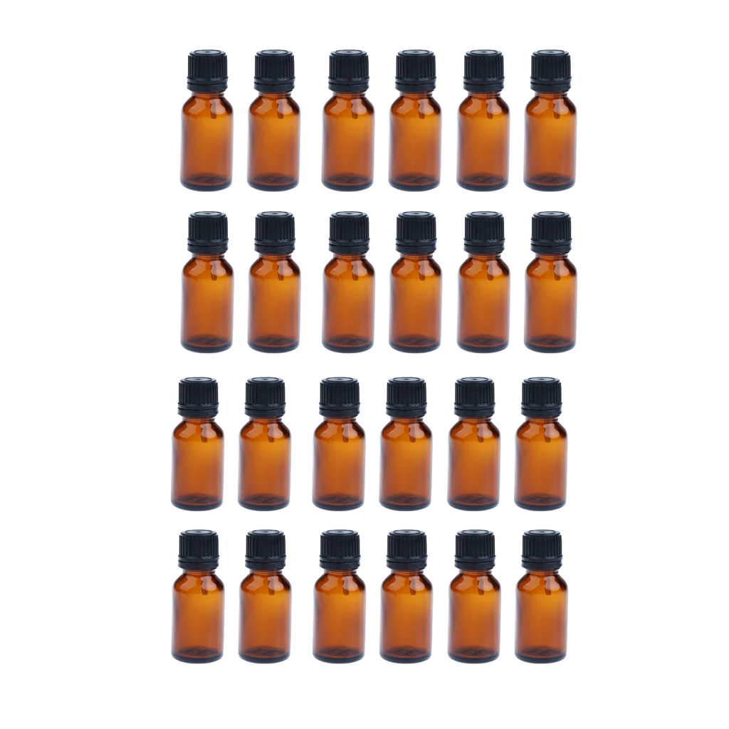 24pcs Travel Essential Oils Glass Amber Empty Brown Bottles Cosmetic Container with Euro Reducer Dropper 24pcs Travel Essential Oils Glass Amber Empty Brown Bottles Cosmetic Container with Euro Reducer Dropper