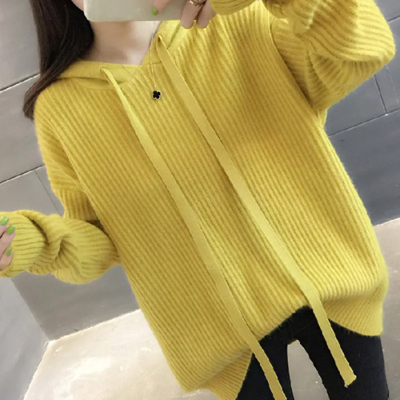 Ladies Knitted Sweater Women 2019 Autumn Winter Women Solid Color Loose V Neck Long Sleeve Hooded Pullover Sweater19 Colour Tops
Ladies Knitted Sweater Women 2019 Autumn Winter Women Solid Color Loose V Neck Long Sleeve Hooded Pullover Sweater19 Colour Tops