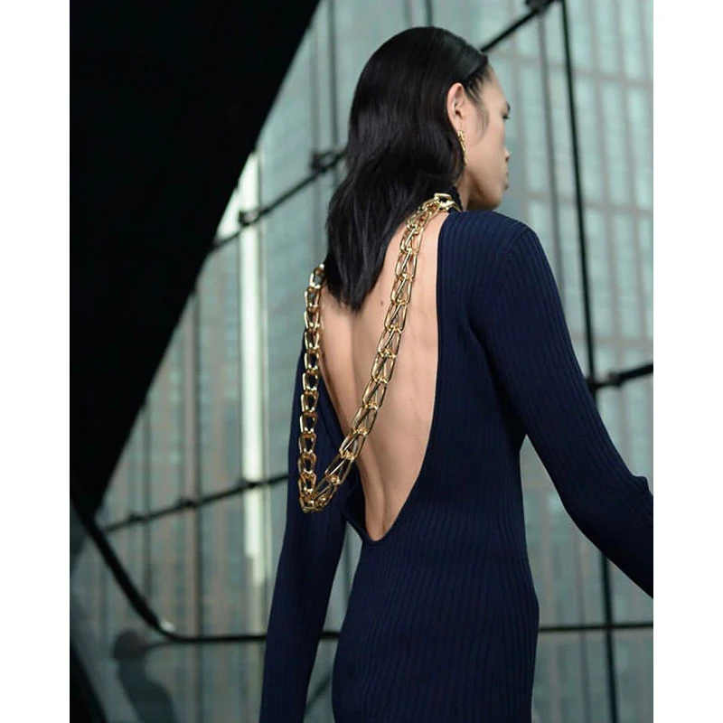 Sale 11.5 !!! Hot Fashion Sexy Backless Knitted Women Chain Decoration Hollow Out Slim Dress
Sale 11.5 !!! Hot Fashion Sexy Backless Knitted Women Chain Decoration Hollow Out Slim Dress
