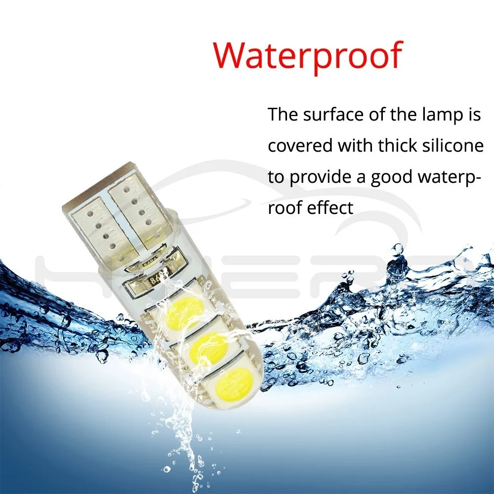Hviero Car LED T10 194 W5W DC 12V Canbus 6SMD 5050 Silicone shell LED Lights Bulb No Error Led Tail Parking Fog light Auto Car Lamp