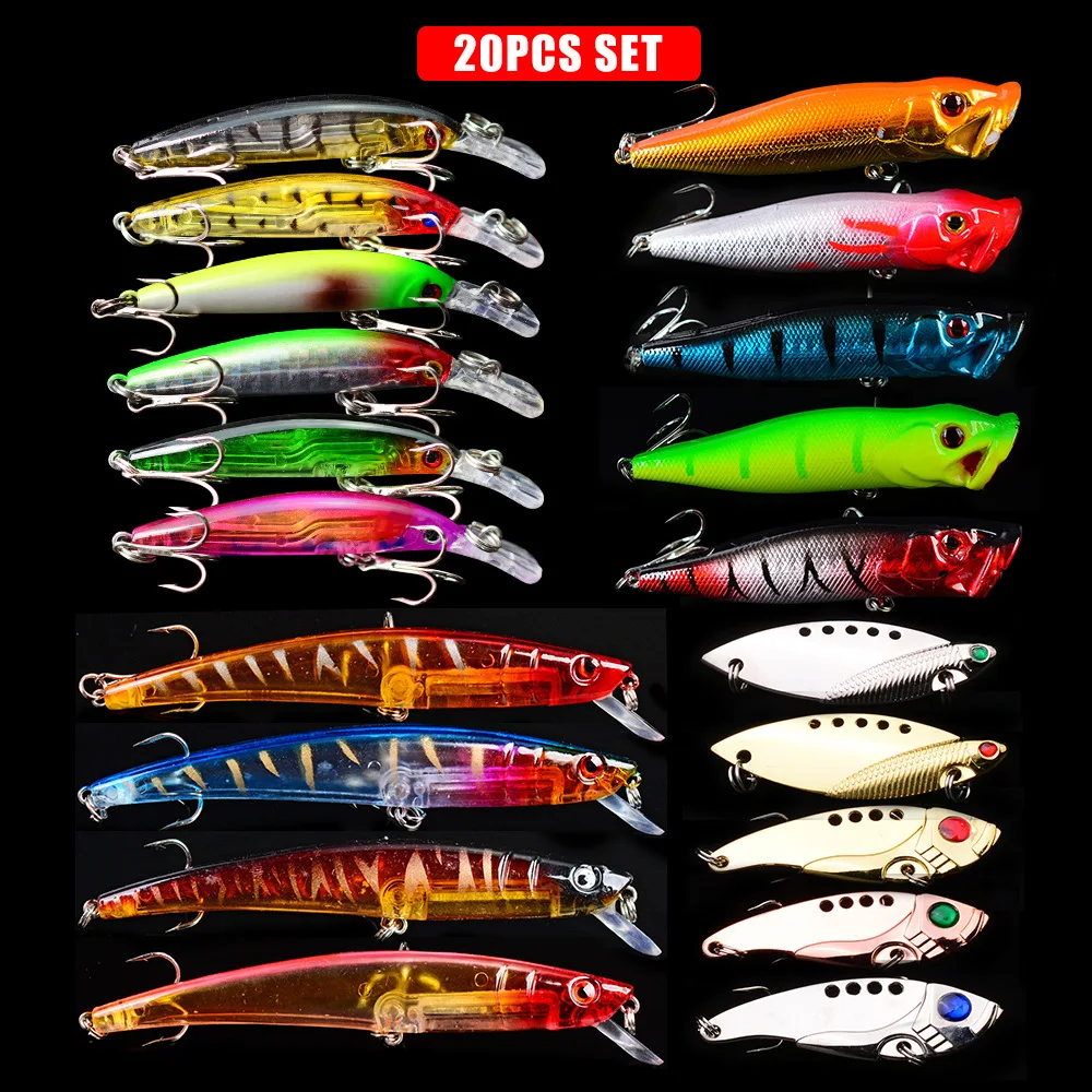 20pcs/pack Mixed Fishing Lure Bait Set Wobbler Crankbaits Swimbait Minnow Hard Baits Spiners Carp Artificial Fishing Tackle
20pcs/pack Mixed Fishing Lure Bait Set Wobbler Crankbaits Swimbait Minnow Hard Baits Spiners Carp Artificial Fishing Tackle