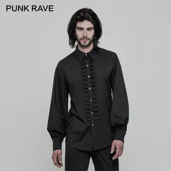 PUNK RAVE Gothic Dark Lantern Sleeves Loose Pleated Frill Men Shirts Pattern Button Inelastic Herringbone Woven Clothing Tops
PUNK RAVE Gothic Dark Lantern Sleeves Loose Pleated Frill Men Shirts Pattern Button Inelastic Herringbone Woven Clothing Tops