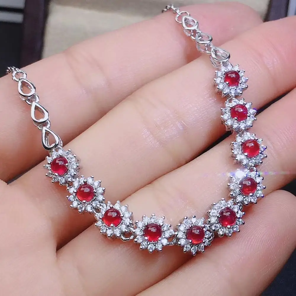 

new charming red ruby bracelet for women silver bracelet natural real gem 925 sterling silver fine jewelry elegant birthday gift