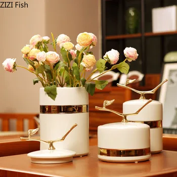 White Ceramic Vase Gold Leaf Decorative Vases Desk Decor Glazed Porcelain Flowers Pot Flower Arrangement Floral Home Decoration
White Ceramic Vase Gold Leaf Decorative Vases Desk Decor Glazed Porcelain Flowers Pot Flower Arrangement Floral Home Decoration