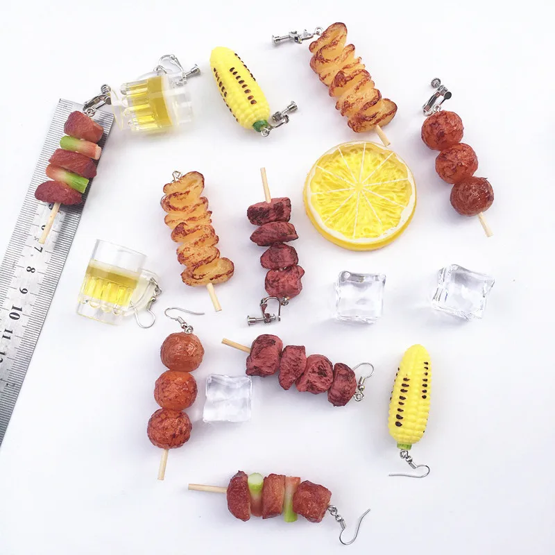 Halloween decoration Kebab Beer Cup Asymmetry Earrings pendants Hip Hop Girl Ear Clip Plaster Food Resin Earrings for Women 2020
Halloween decoration Kebab Beer Cup Asymmetry Earrings pendants Hip Hop Girl Ear Clip Plaster Food Resin Earrings for Women 2020