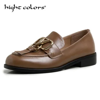 Woman flat shoes black spring autumn genuine leather shoes female footwear round toe slip on metal Tassel loafers brand new
Woman flat shoes black spring autumn genuine leather shoes female footwear round toe slip on metal Tassel loafers brand new