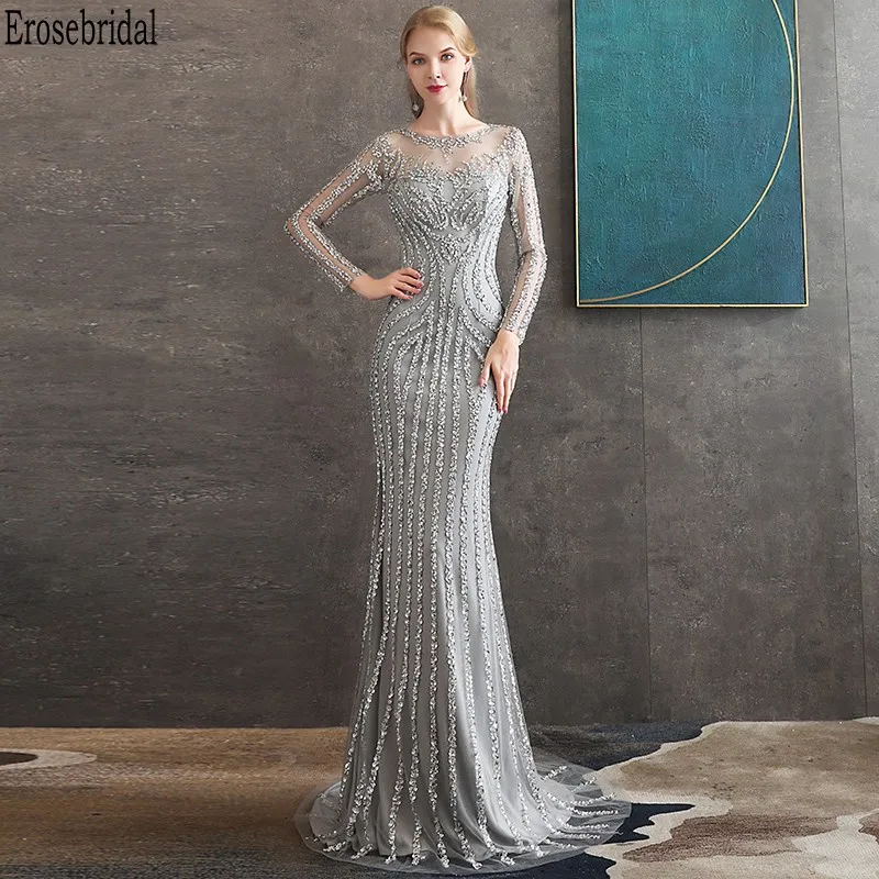 Erosebridal Long Sleeve Evening Dress 2020 Mermaid Prom Gown Luxury Beaded Long Formal Dress Small Train Zipper Back
Erosebridal Long Sleeve Evening Dress 2020 Mermaid Prom Gown Luxury Beaded Long Formal Dress Small Train Zipper Back