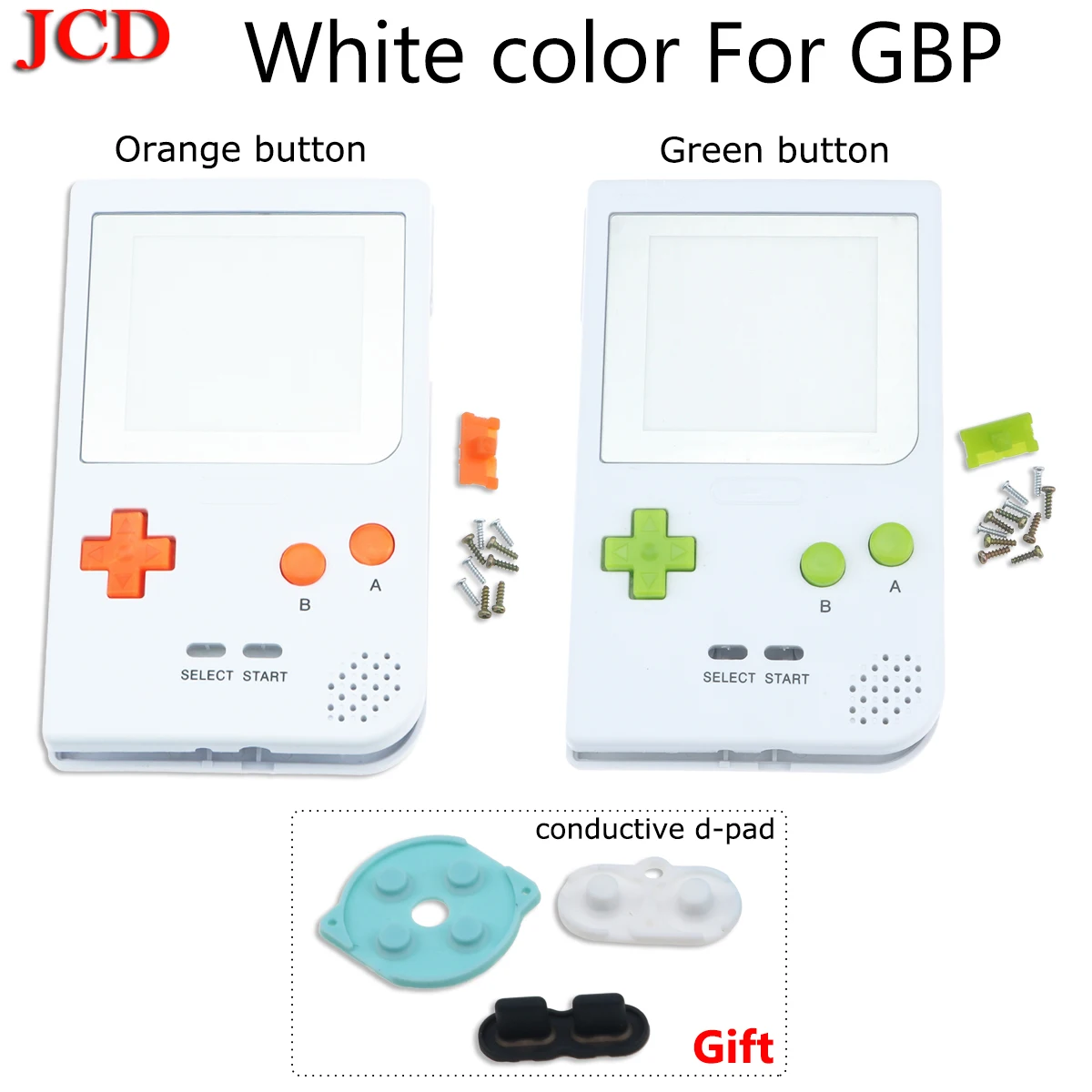 JCD White color For GBP Repair Full Shell Housing Pack Case Cover For GameBoy Pocket Replacement with Orange / Green Buttons Kit
JCD White color For GBP Repair Full Shell Housing Pack Case Cover For GameBoy Pocket Replacement with Orange / Green Buttons Kit