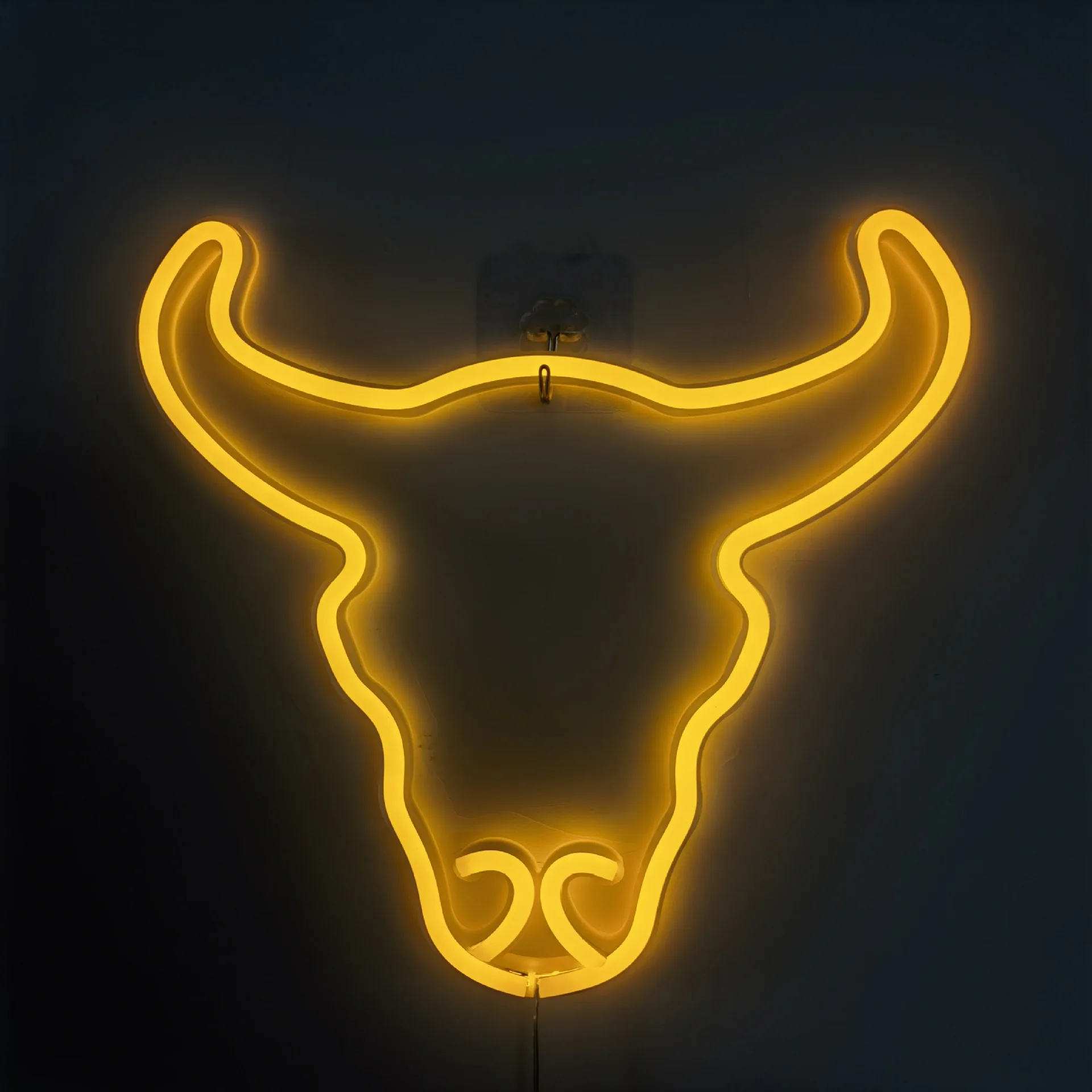 Светодиодный неоновый светильник с головой быка настенная вывеска для