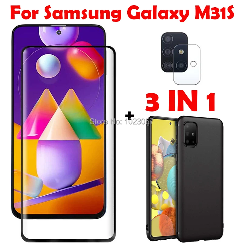 3-в-1 чехол + Защитная пленка из закаленного стекла для Samsung Galaxy M31S M317F 6 5 "экран