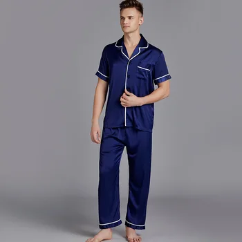 Male Casual Nightwear 2PCS Shirt&Pants Satin Silky Sleepwear Sleep Set Navy Blue Intimate Lingerie Summer New Home Clothes
Male Casual Nightwear 2PCS Shirt&Pants Satin Silky Sleepwear Sleep Set Navy Blue Intimate Lingerie Summer New Home Clothes