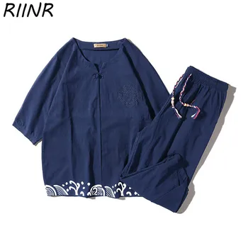 Riinr Chinese Style Linen Suit Men's Retro Ethnic Style Embroidery Summer Large Size Loose Short-sleeved T-shirt Two-piece Suit
Riinr Chinese Style Linen Suit Men's Retro Ethnic Style Embroidery Summer Large Size Loose Short-sleeved T-shirt Two-piece Suit