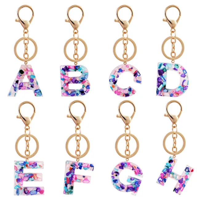 Porte-clés pendentif lettre Chim26 pour hommes et femmes, acrylique, A à Z, luxe, breloque, accessoires de sac, cadeau 1