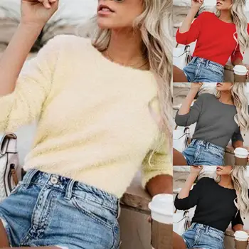 Women Autumn Winter Solid Color O Neck Long Sleeve Plushy Sweater Bottoming Top Soft Warm Sweater pull femme nouveaute 2019
Women Autumn Winter Solid Color O Neck Long Sleeve Plushy Sweater Bottoming Top Soft Warm Sweater pull femme nouveaute 2019