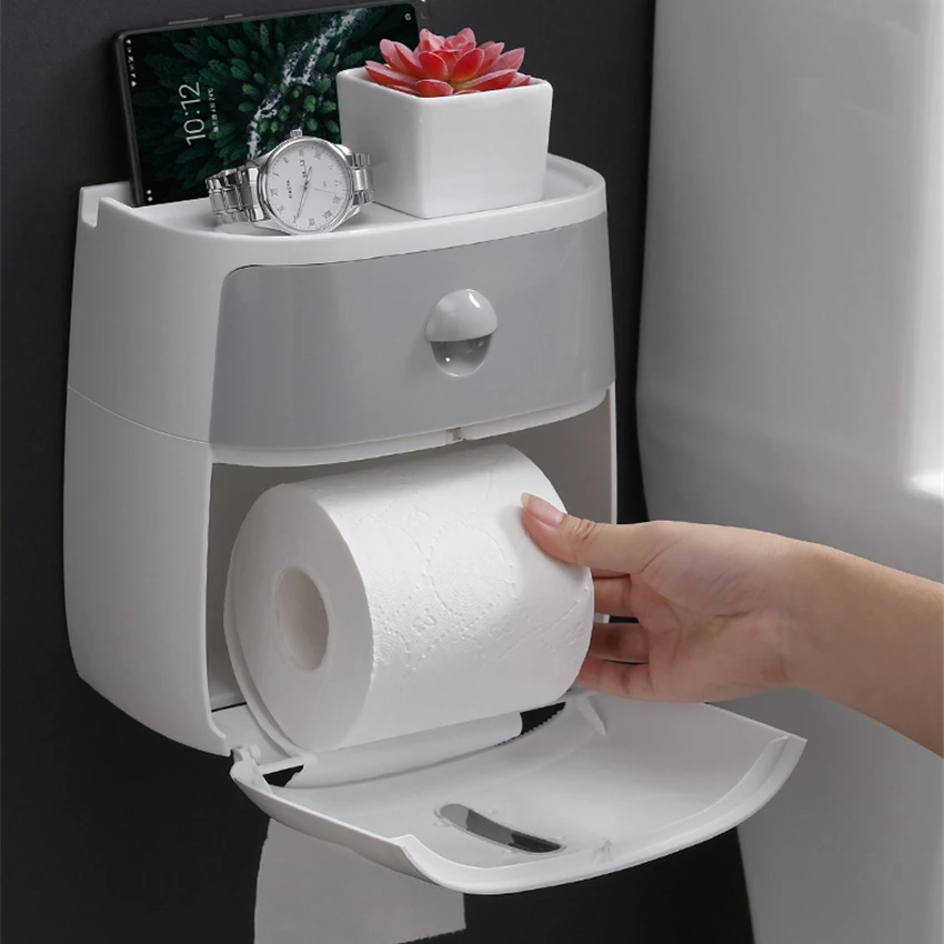 Toilet Paper Holder Bathroom Waterproof Tissue Box Plastic Bath Wall Mounted Paper Storage Box Double Layer Dispenser
Toilet Paper Holder Bathroom Waterproof Tissue Box Plastic Bath Wall Mounted Paper Storage Box Double Layer Dispenser