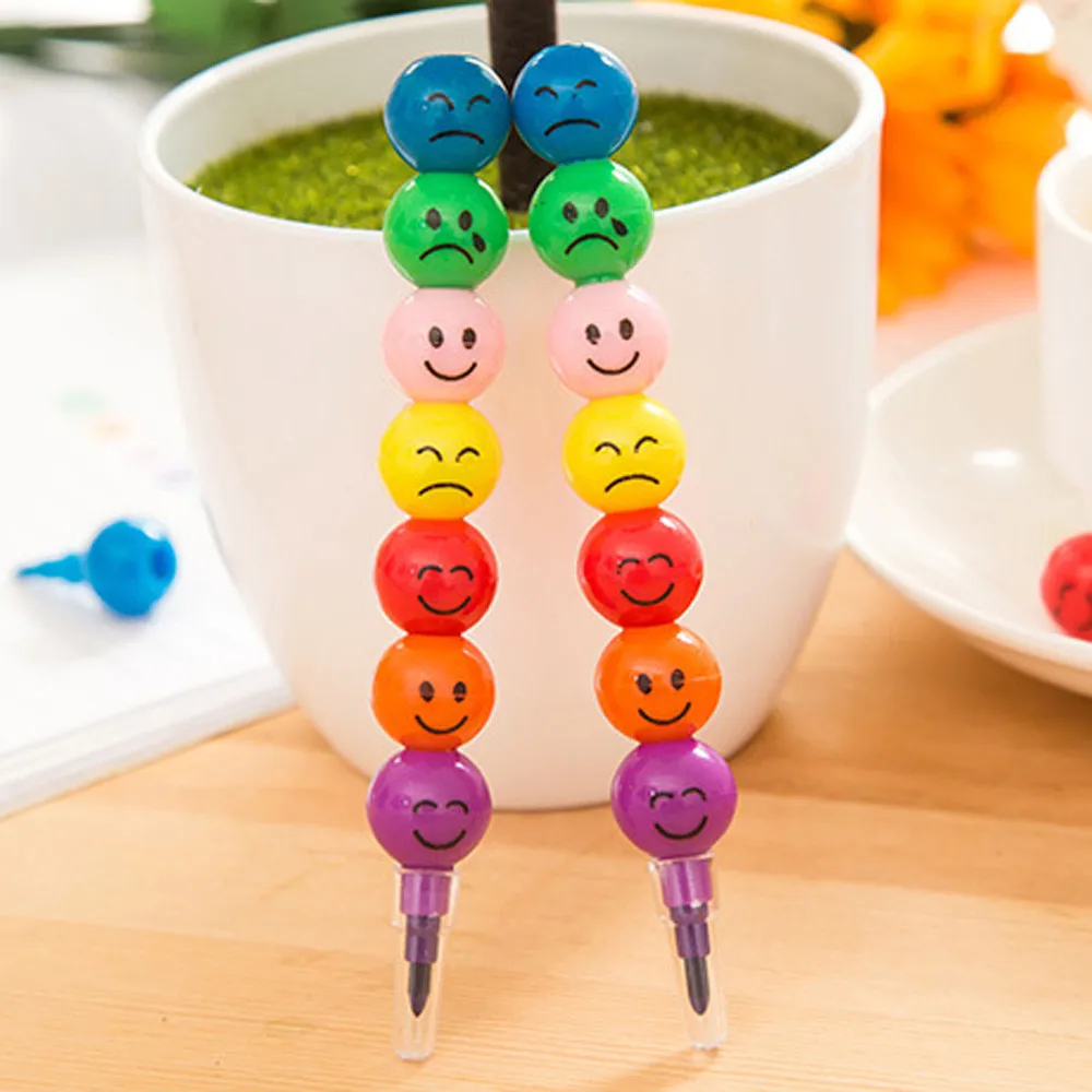 7 Colors Coloured Pen Cute Stacker Swap Smile Face Crayons Children Drawing Gift School Office Painting Tool Supplies
7 Colors Coloured Pen Cute Stacker Swap Smile Face Crayons Children Drawing Gift School Office Painting Tool Supplies