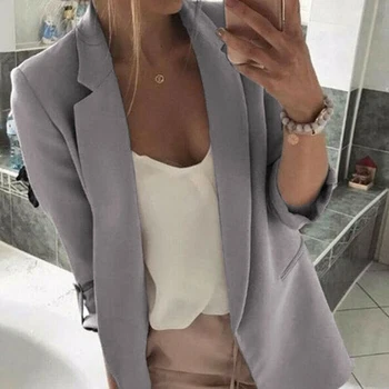 Womens Long Sleeve Open Front Blazer Longline Autumn New Work Office Lapel Cardigan Jacket With Pockets
Womens Long Sleeve Open Front Blazer Longline Autumn New Work Office Lapel Cardigan Jacket With Pockets