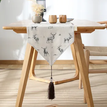 DUNXDECO Table Runner Long Table Cover Fabric Dinner Party Tabelcloth Vintage Simple Natural Deer Print Linen Cotton Textile
DUNXDECO Table Runner Long Table Cover Fabric Dinner Party Tabelcloth Vintage Simple Natural Deer Print Linen Cotton Textile