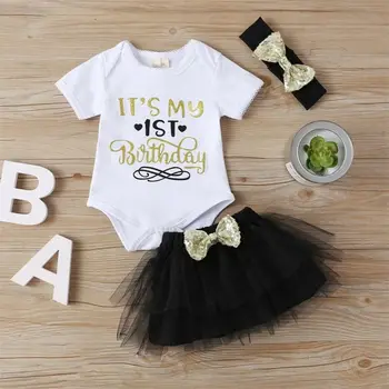 3pieces Newborn Set One Year Birthday Baby Girls Clothes Set One Letter Bodysuits Hairbands Black Skirts Baby Girls Set Gifts 
3pieces Newborn Set One Year Birthday Baby Girls Clothes Set One Letter Bodysuits Hairbands Black Skirts Baby Girls Set Gifts