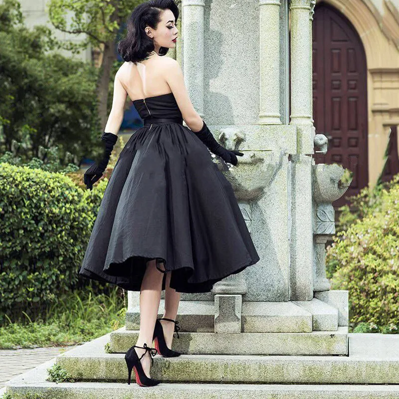 Black-Vintage-Strapless-Evening-Dress-Ball-Gowns-Puffy-Pleated-Custom-made-Chic-Formal-Dresses-Vestidos-de (2)