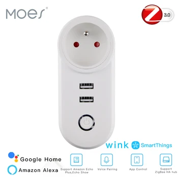 FR ZigBee3.0 Dual USB Wireless Socket Plug SmartThings App Remote Control Echo Plus Voice Control Work with Alexa Google Home
FR ZigBee3.0 Dual USB Wireless Socket Plug SmartThings App Remote Control Echo Plus Voice Control Work with Alexa Google Home