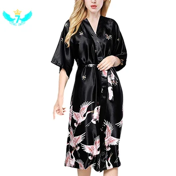 Summer Women Faux Silk Sleeprobe Casual Long Embroidered Printed Sleepwear TOA 
Summer Women Faux Silk Sleeprobe Casual Long Embroidered Printed Sleepwear TOA