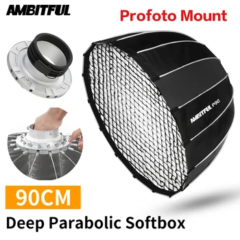 AMBITFUL Portable P90 90CM Quickly Fast Installation Deep Parabolic Softbox with Honeycomb Grid for Profoto Mount Flash Softbox
AMBITFUL Portable P90 90CM Quickly Fast Installation Deep Parabolic Softbox with Honeycomb Grid for Profoto Mount Flash Softbox