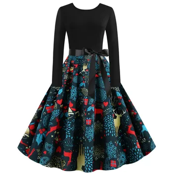 Print Elegant Women Winter Christmas Dresses 2019 Long Sleeve Vintage 50s Pinup Rockabilly Party Xmas New Year Dress Knee-Length
Print Elegant Women Winter Christmas Dresses 2019 Long Sleeve Vintage 50s Pinup Rockabilly Party Xmas New Year Dress Knee-Length