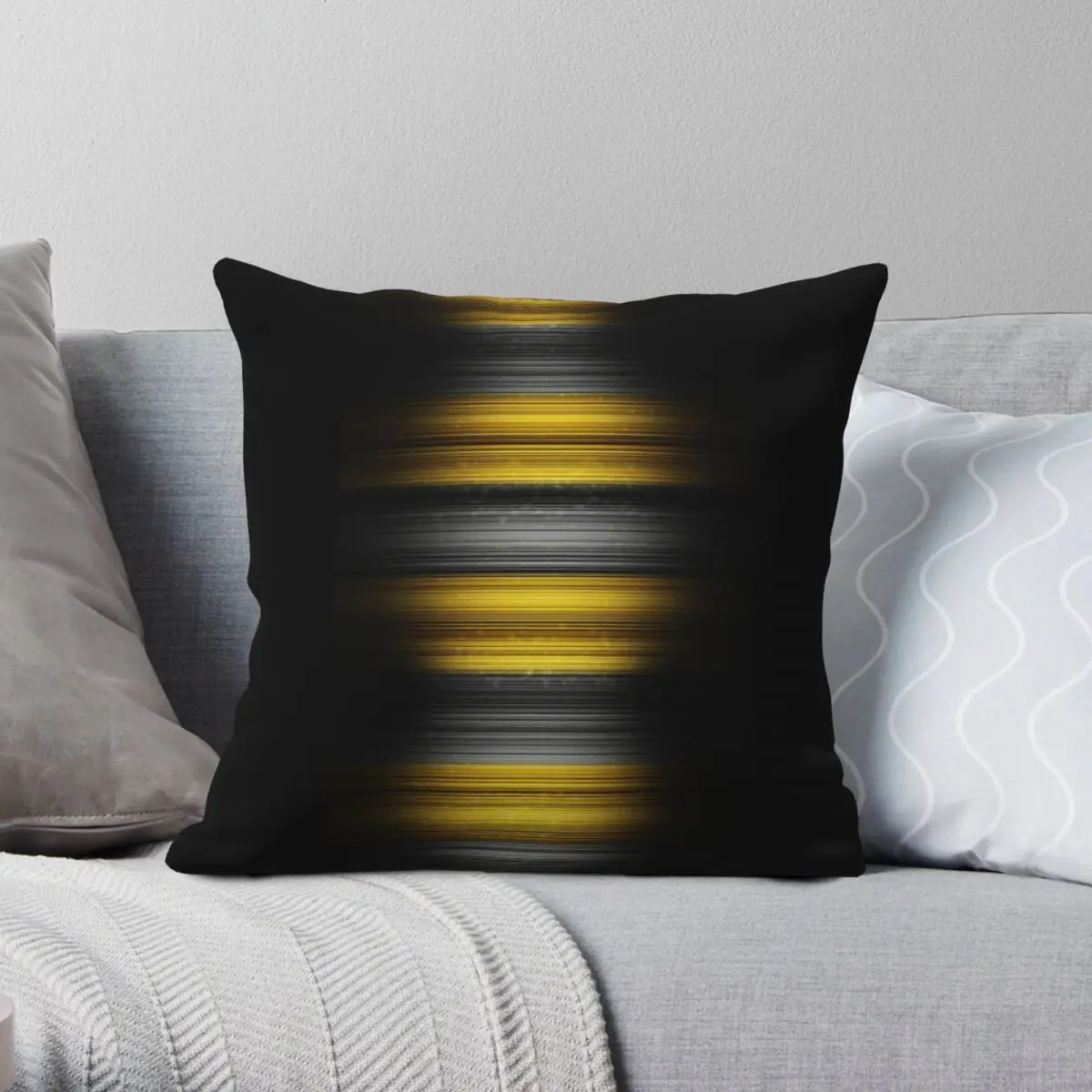 

Yellow Black Stripes Square Pillowcase Polyester Linen Velvet Pattern Decor Throw Pillow Case Sofa Seater Cushion Cover 45x45