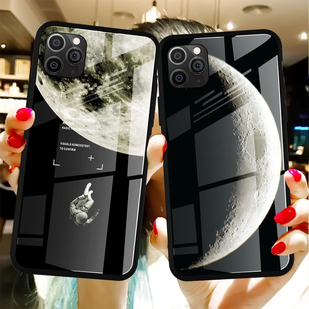Стеклянный чехол для iPhone XS Max XR X 8 11 Pro силиконовый тонкий закаленное стекло
