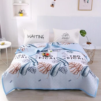 

Bed Cover+Pillowcases Summer Banana Leaves Bedspread Blue / Pink Style Quilt Multipurpose Blanket/Sheet 1.2/1.5/1.8m/2.0m Bed