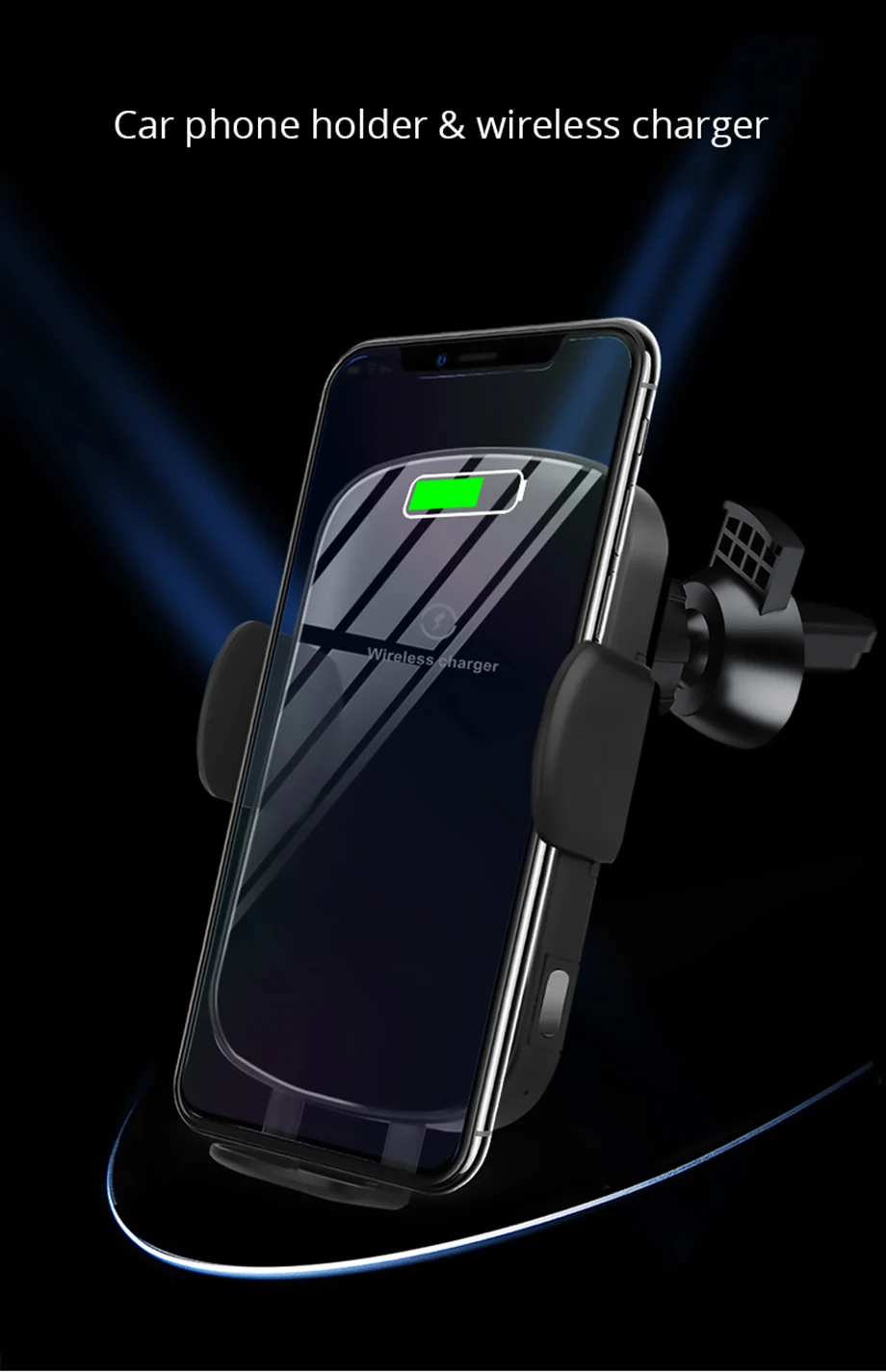 BONOLA Automaitc Fast Wireless Car Charger for iPhoneXsMaxXr8 Robot Arm Car Wireless Charger for Samsung S10S9 Huawei P30 pro (1)