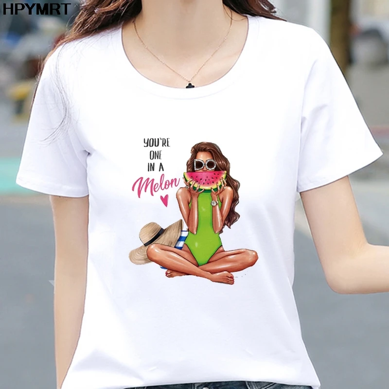 Футболка с надписью You're one in a melon летние женские топы повседневные футболки