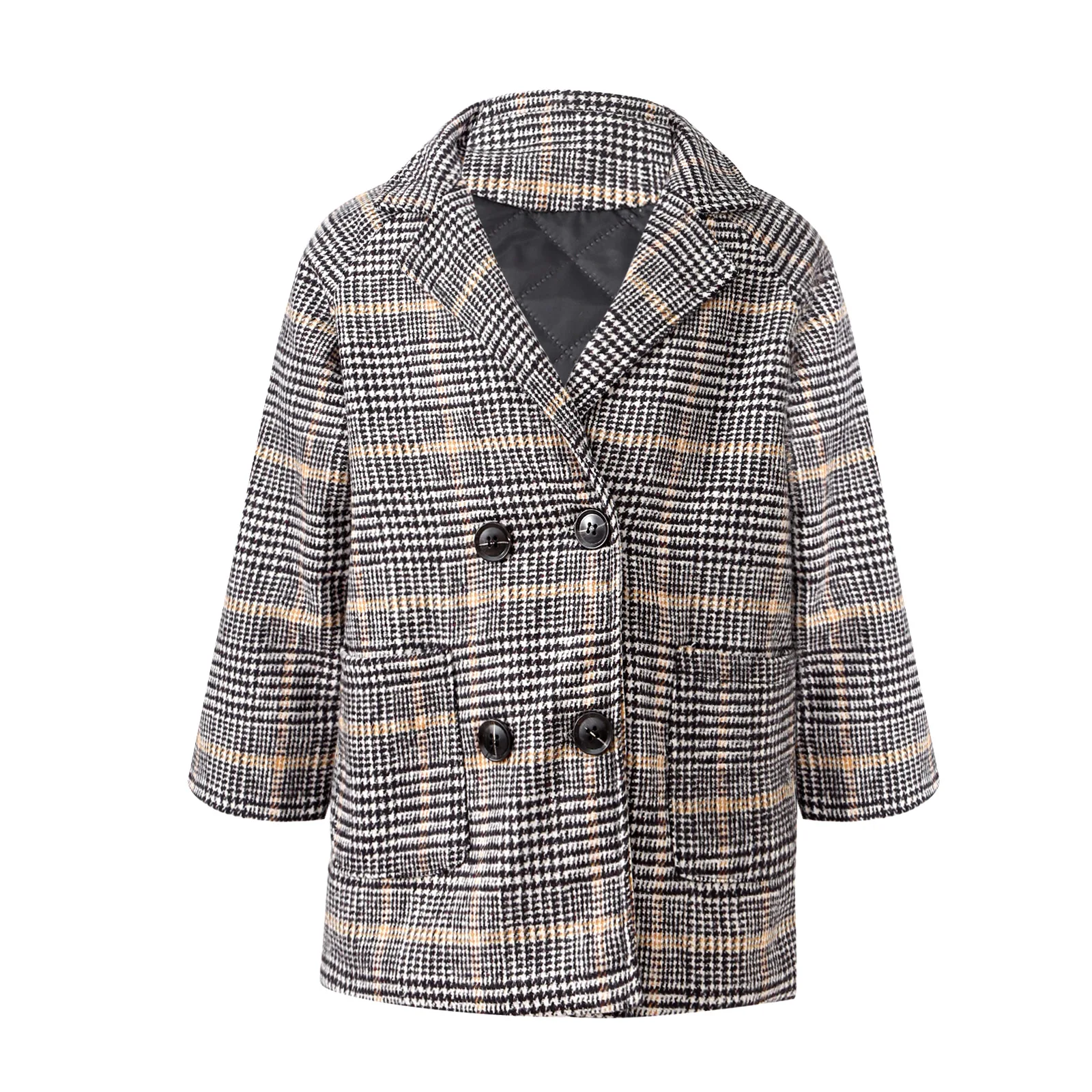 

Классическое детское шерстяное пальто, зимние клетчатые куртки для мальчиков и девочек, двубортное шерстяное пальто для маленьких мальчиков, теплое пальто, верхняя одежда