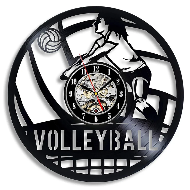 

Vintage Vinyl Record Wall Clock Modern Design Volleyball 3D Decoration Hanging Watch Wall Clocks Home Decor Gifts for Team