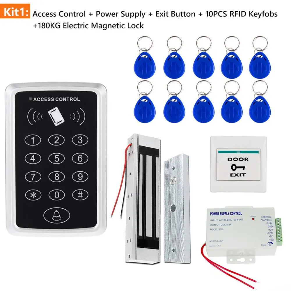 RFID Door Access Control System Kit Controller Keypad access + Power Supply Electric Magnetic Lock Bolt Strike Locks | Безопасность и