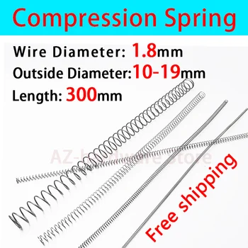 Compressed Spring Pressure Spring Wire Diameter 1.8mm, Outer Diameter 10mm-19mm, Length 300mm Release Spring Return Spring 1 Pcs
Compressed Spring Pressure Spring Wire Diameter 1.8mm, Outer Diameter 10mm-19mm, Length 300mm Release Spring Return Spring 1 Pcs