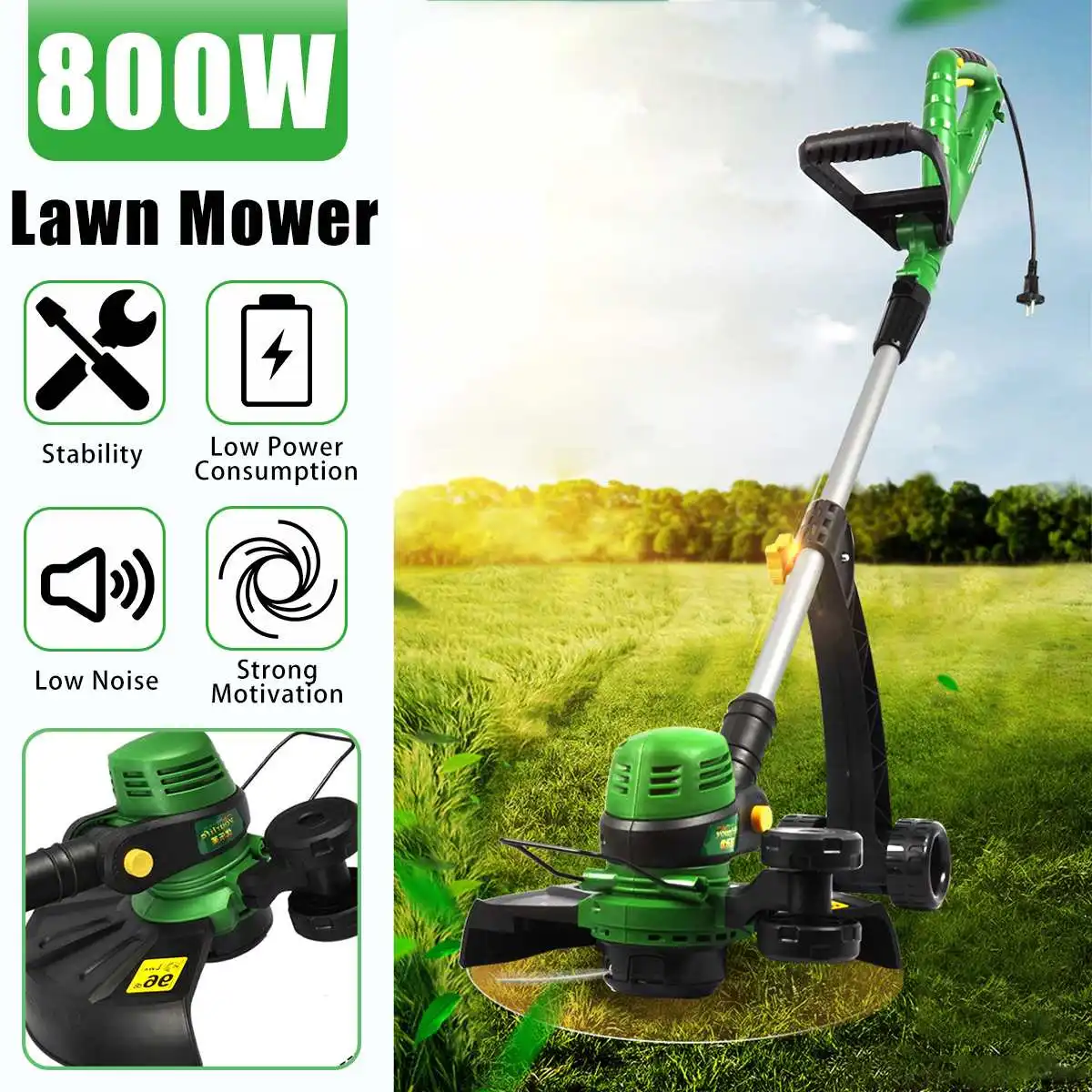 Lawn Mower Electric Grass Trimmer Grass String Trimmer Pruning Cutter Garden Tools 800W
Lawn Mower Electric Grass Trimmer Grass String Trimmer Pruning Cutter Garden Tools 800W
