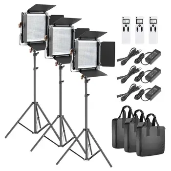 Neewer 3 Packs Advanced 2.4G 480 LED Video Light Photography Lighting Kit Dimmable Bi-Color LED Panel with LCD Screen
Neewer 3 Packs Advanced 2.4G 480 LED Video Light Photography Lighting Kit Dimmable Bi-Color LED Panel with LCD Screen